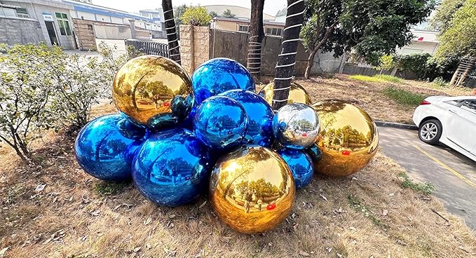 Big Shiny Balls Giant Inflatable Mirror Balls for Events & Decor - Party, Advertising, Shows, Stage Decoration - Hanging & Standing-Various Sizes & Colors - Blue (2.0m/6.56ft)