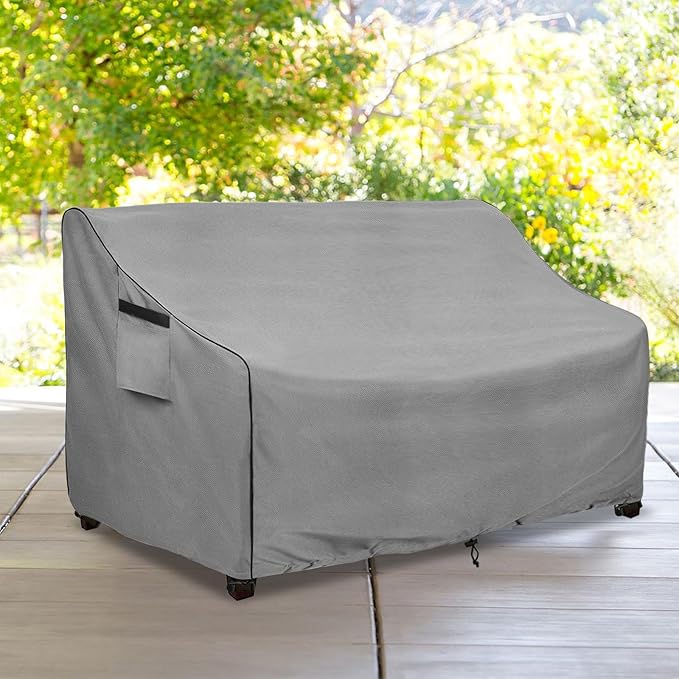 okcool Heavy Duty Patio Sofa Cover, 100% Waterproof 2-Seater Outdoor Sofa Cover Fits up to 58W x 32.5D x 31H Inches, Lawn Patio Furniture Covers,Grey