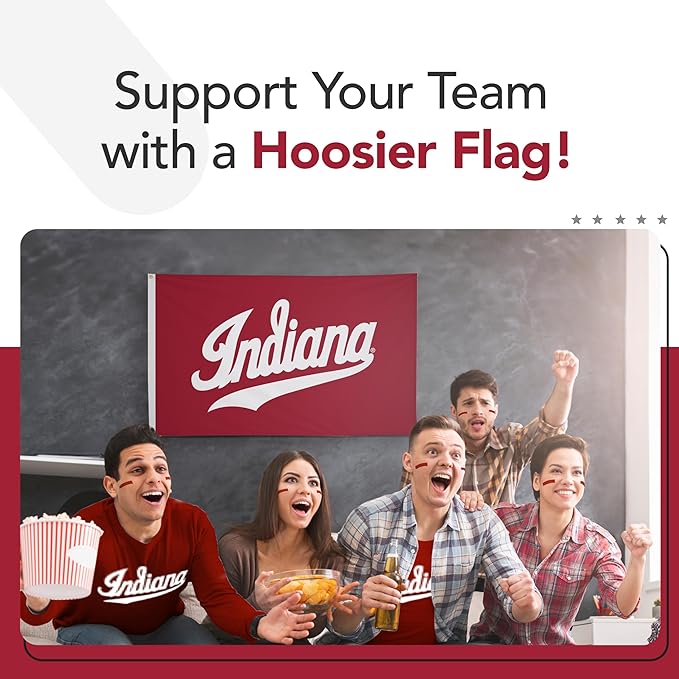 Indiana Hoosiers College Sports Printed Flag - NCAA Licensed - Nylon - School Banner (White, Red) (3' x 5')