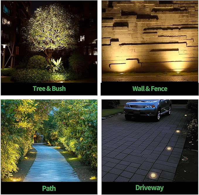 LED Outdoor In-Ground Well Lights, 12V Low Voltage Wired Landscape Lighting for Pathway & Driveway, IP67 Waterproof, 3000K Warm White Anti-Glare, Aluminum ORB Finish (4-Pack, Integrated LED)