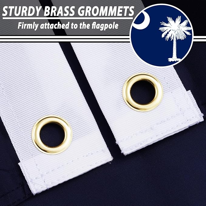 FLAGWIN South Carolina Flag 3x5 FT - Embroidered Polyester South Carolina State Flags with Brass Grommets - Vivid Color and Fade Proof State of SC Flag 3x5 Outdoor