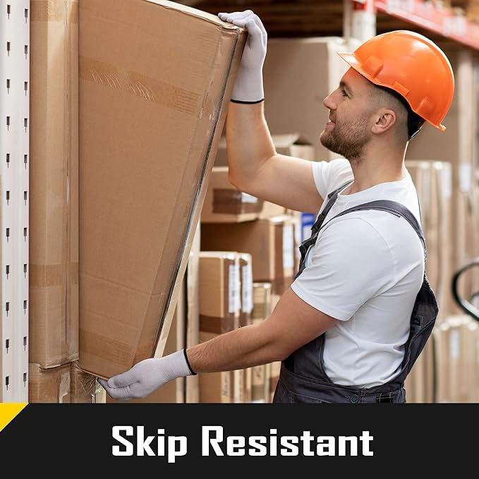 COOLJOB 12 Pairs Cotton Work Gloves with Non-Slip Grip Dots, Breathable Lightweight Gloves for Construction Gardening