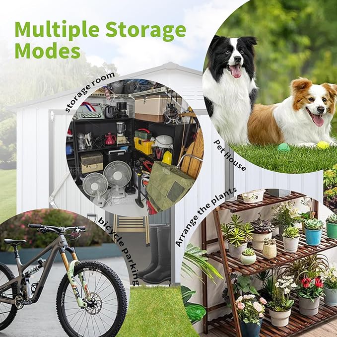 12x10FT Heavy-Duty Metal Storage Shed, Extra-Large Outdoor Shed with Apex Roof, Steel Vents & Hinged Door, Includes Free Padlock for Secure Tool & Equipment Storage (Easy Assembly)