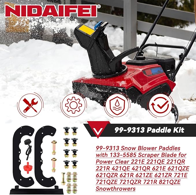 99-9313 Snow Blower Paddles with 133-5585 Scraper Blade Replaces Toro 125-1128 88-0771 55-9250 55-9251 55-9252 for Toro 210E, 210R, 421, 621, 621E, 721, 721E 721R, 721RC Snowthrowers