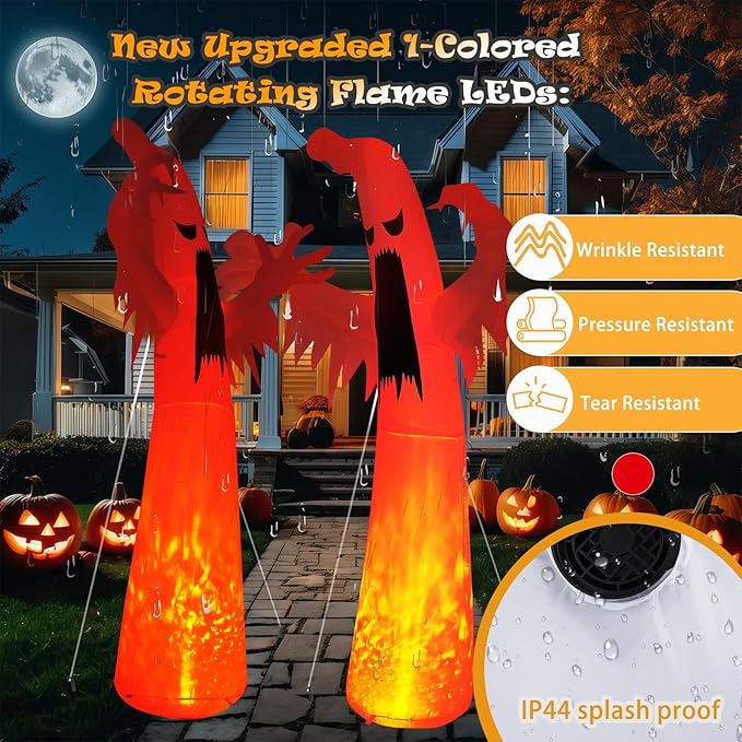 Halloween Inflatable Ghost Decoration, LED Color Changing Lights, Outdoor Yard Decor with Wings (12FT Giant White Ghost)