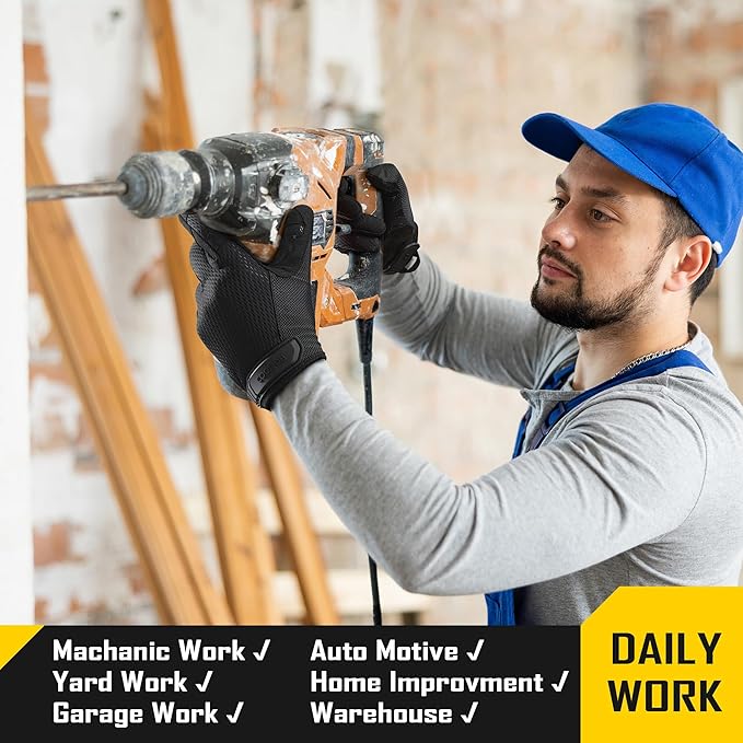 COOLJOB Touchscreen Utility Mechanic Safety Work Gloves For Men with Grip, Breathable, Ultra-Soft, Lightweight，S-XL