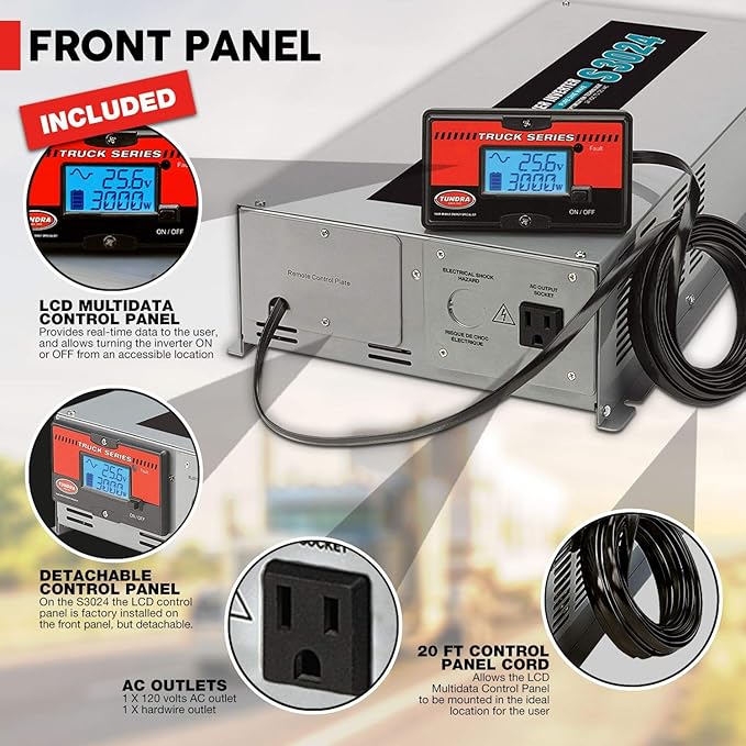 Tundra S Series - DC/AC Truck Power Inverter - Pure Sine Wave 3000W / 24V DC to 120V AC - S3000