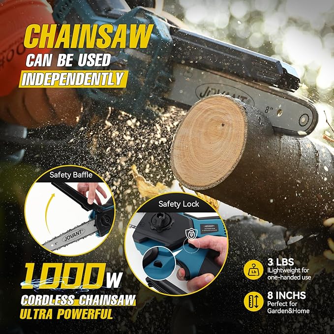 Cordless Pole Saw with 2 Max 20V*4Ah Batteries,8inch Chainsaw and Pole tree trimmer, Electric Pole Saw and Branch cutter Battery Powered,15-Foot Reach for Tree Trimming and Pruning