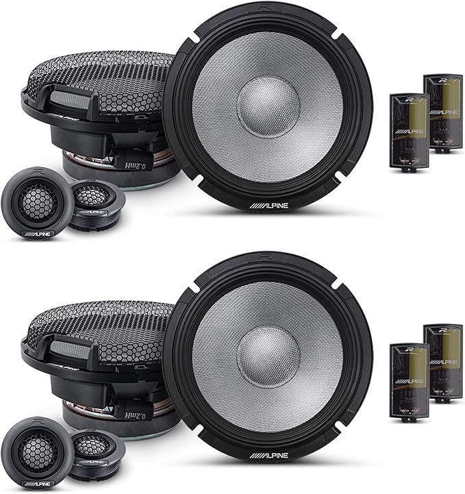 Alpine R2 Speaker Bundle - Two Pair of R2-S65C 6.5" R-Series High-Resolution 2-Way Component Speakers