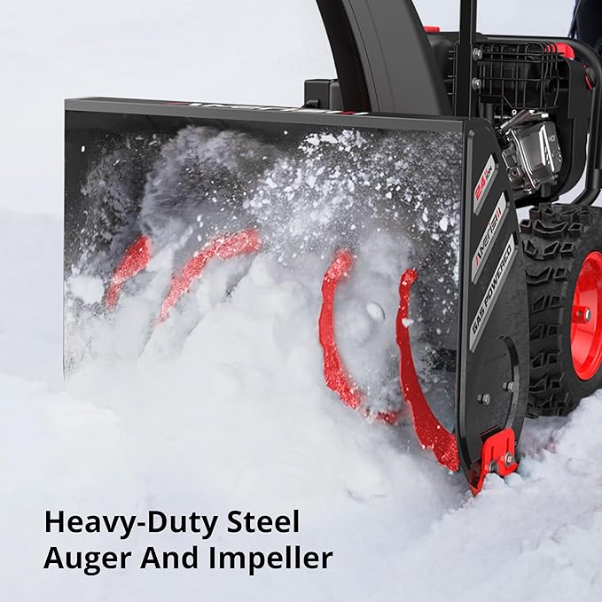 24-Inch 212cc 2-Stage Self-Propelled Gas Snow Blower with Electric & Recoil Start, Heated Handles, LED Light, 180° Rotating Chute, 13" Tires, Heavy-Duty Snow Thrower for Driveways & Sidewalks