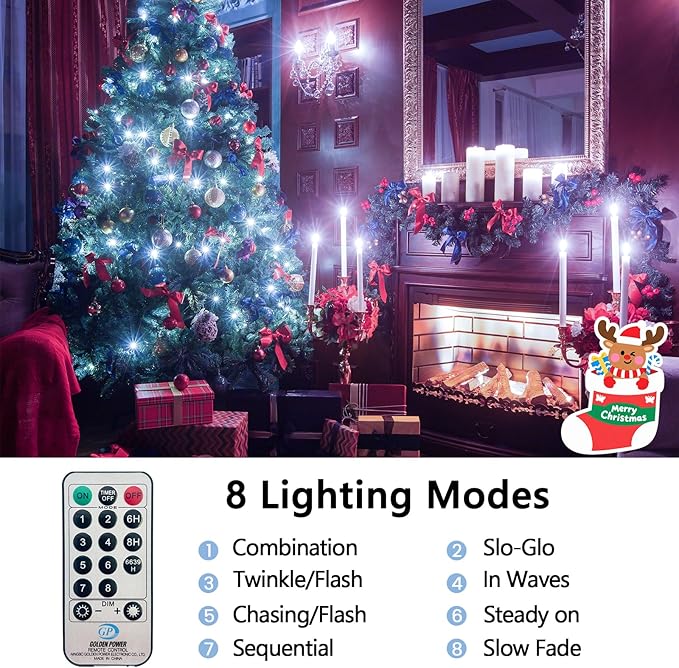 100FT 2000 LED Cluster Christmas Lights, Christmas Tree Lights Outdoor 8 Modes with Timer & Remote, Firecrackers String Lights Waterproof for Garland Party Xmas Decorations, Cool White
