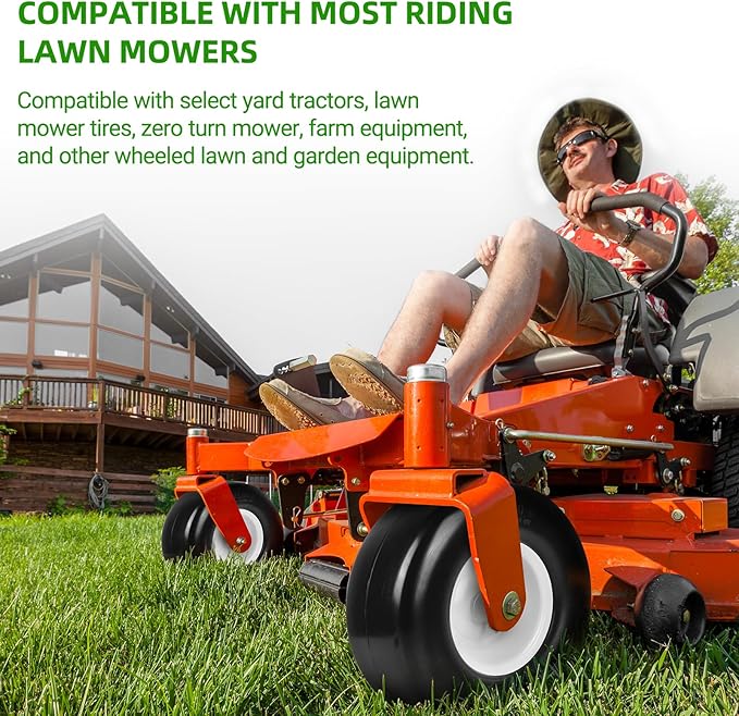 AR-PRO (2 Pack) 13 x 5.00-6" Flat Free Tire and Wheel, Replacement Solid Lawn Mower Tires with Rim, 3" Centered Hub and 3/4" Extra 5/8" Bearings - Fit for Most Riding Mower, Garden Lawn Tractor