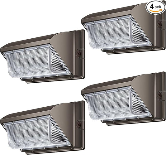 120W LED Wall Pack Light 18000LM 100-277V LED Security Flood Wall Mount Exterior Fixture IP65 Waterproof Commercial Industrial Building Outdoor Wallpack Lights for Barn,Yard,Garage 4 Pack