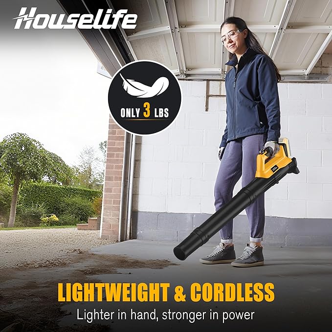 Ultra Lightweight Cordless Leaf Blower Compatible with Dewalt 20V MAX XR Battery (No Battery) - 400 CFM/130 MPH Electric Leaf Blowers for Deck, Patio, Driveway,Yard,Garage Cleaning (Tool Only)