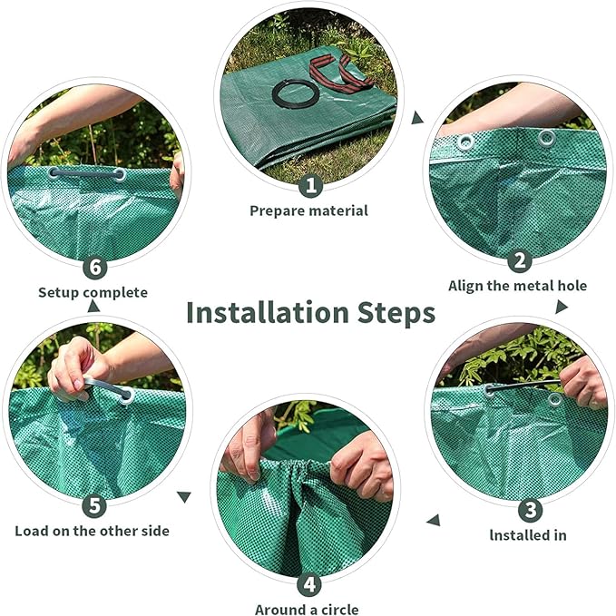 2-Pack 80 Gallon (33H x 26D Inches) Reusable Standable Yard Waste Bags with 4 Handles for Leaves, Debris, Grass Clippings, Garden Trash