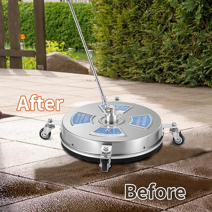 M MINGLE 17'' Pressure Washer Surface Cleaner, Driveway Pressure Washer Attachments with 2 Power Washer Replacement Wands and Nozzles, 1/4" Quick Connect, 4000 PSI