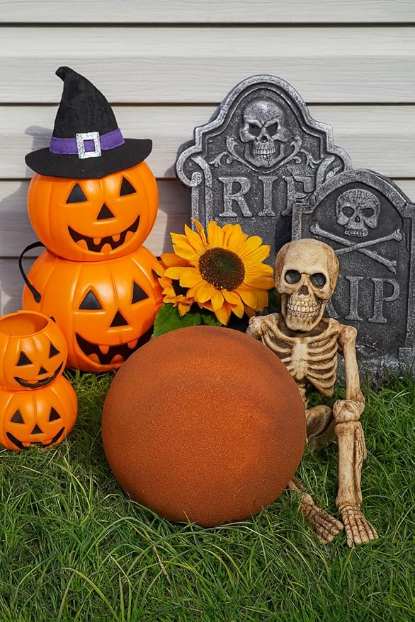 Lulu Decor, Size 14 Halloween Copper Glitter Stainless Steel Gazing Mirror Ball, Smooth Reflective Shiny Garden Decoration Globe, Thanksgiving and Halloween Decoration