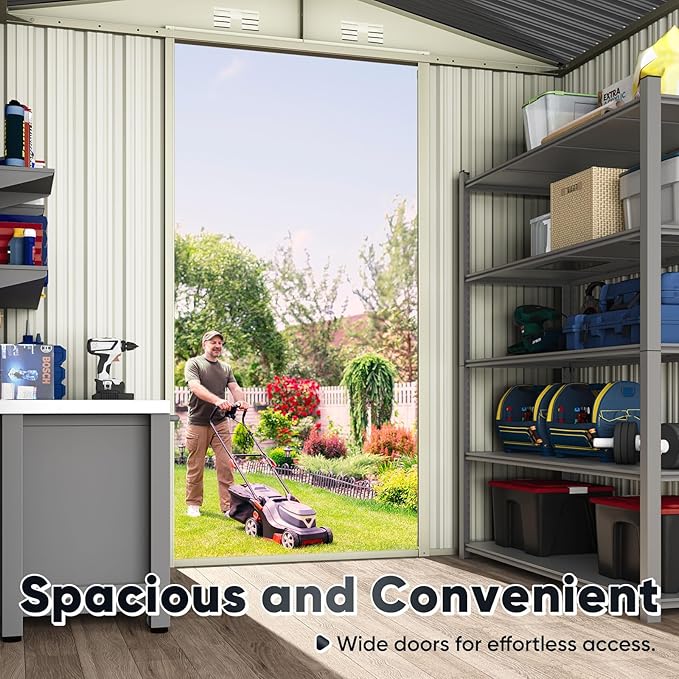 Quictent 6X4 FT Metal Storage Shed, Easy Assemble, Lockable Outdoor Garden Shed Waterproof Shed for Bike Storage, Tool Storage, Temporary Storage with Combination Lock(5.1X3.8 FT Base, No Floor)
