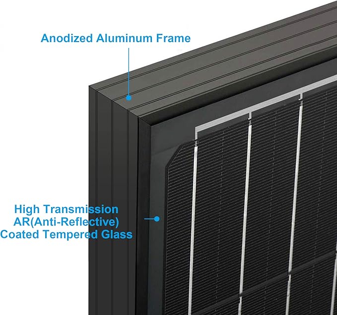 ACOPOWER 12V 200W Mono Solar Panel for 12V Battery Charging,Singel Panel Only,Off-Grid System(Panel Only)