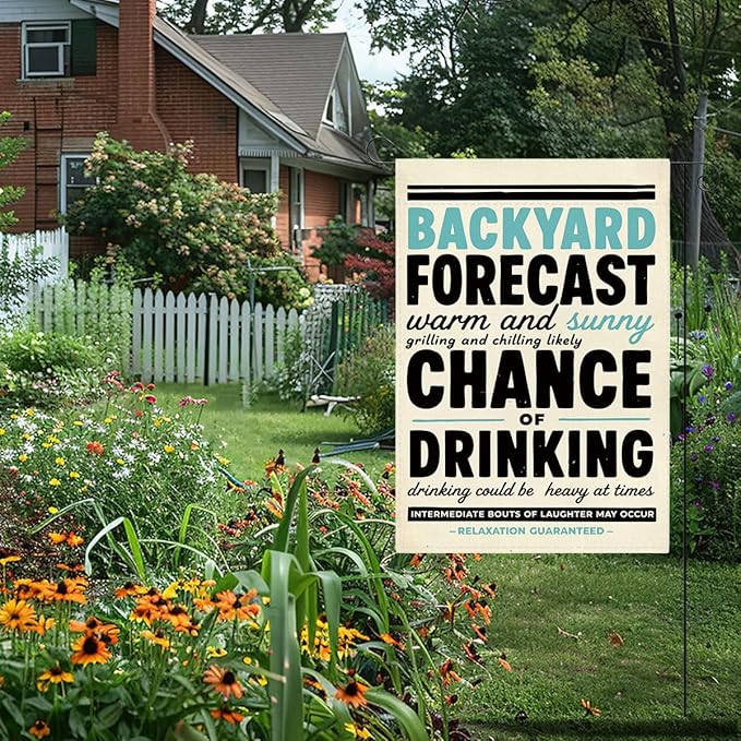 Funny Welcome to Our Backyard Garden Flag Home Farmhouse Holiday Outside Outdoor Lawn Decorations Yard Flag Double Sided 12x18 Inch