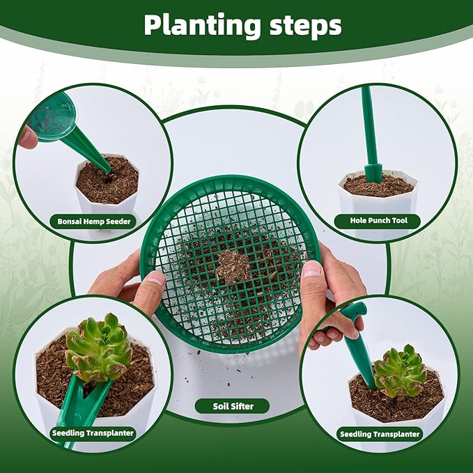 18-Piece Gardening Kit with Bonsai Tools, Succulent & Herb Planting Set, Pruning Shears, Seed Trays, Waterproof Mat – Durable BPA-Free Indoor & Outdoor Garden Tool Set Gift