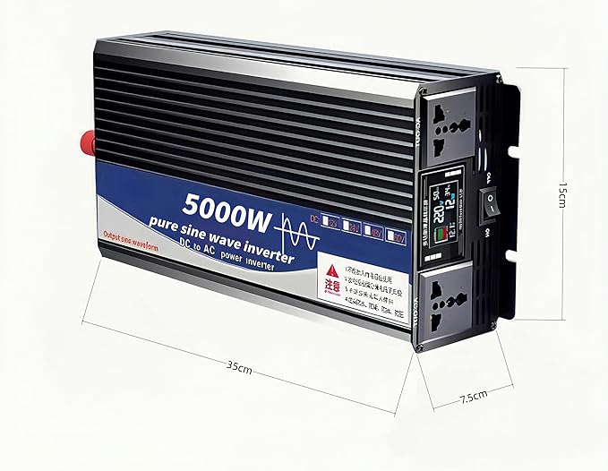 5000 Watt Power Inverter 72V DC to 220V AC Converter, RV Inverter, LED Display with 2 AC Outlets Dual Fans Radiating for RV, Camp and Home, Electric Tool Pure Sine Wave Inverter (220V, 5000W 72V)