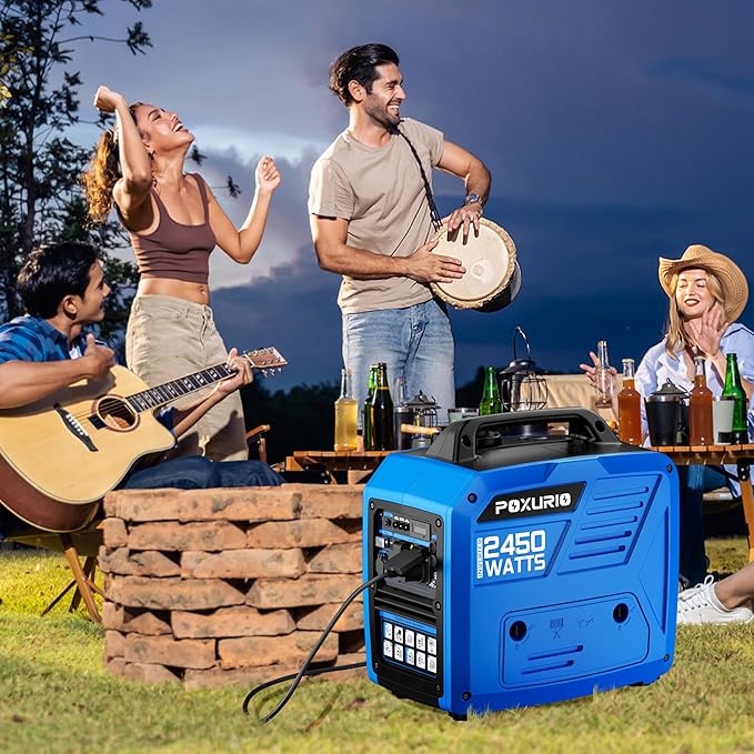 2450-Watt Portable Inverter Generator for Camping & RV, 1.6 Gallon Gas Tank for 8.3 Hours Use, 120V Gas Powered Generator Ultra-Quiet Operation, EPA Compliant