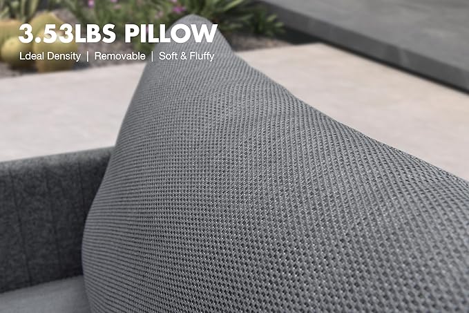 PURPLE LEAF Patio Furniture Set with 2 Person Lounge Chair 9 Pieces Outdoor Conversation Sets PP Rope Patio Sofa with Table Manual Weaving Deep Seating Furniture for Porch Lawn Backyard Gray