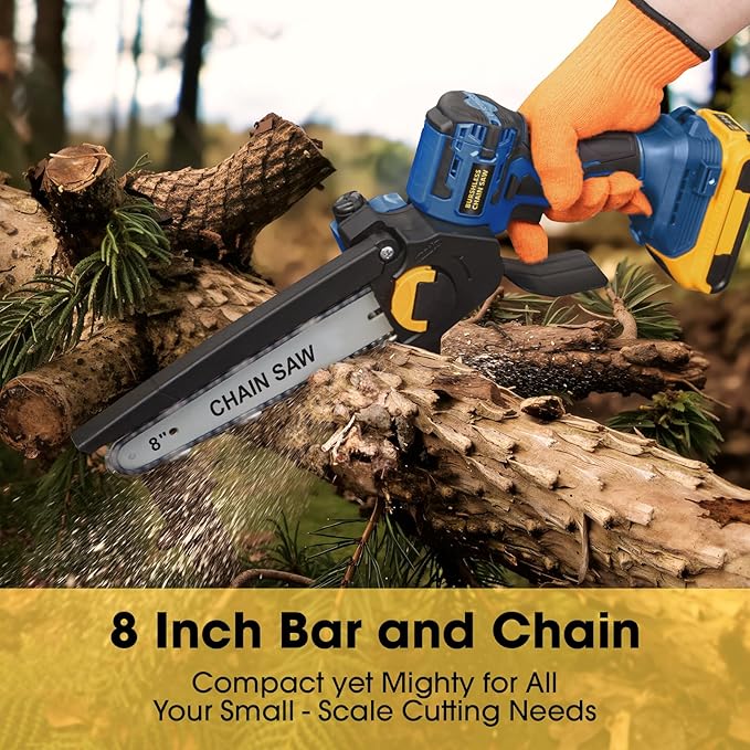 Mini Chainsaw for Dewalt 20V MAX Battery, 8-Inch Brushless Cordless Pruning Chainsaw, 24.6FT/S Fast Powerful Cutting, 4000RPM Electric for Wood Cutting(Battery Not Included)