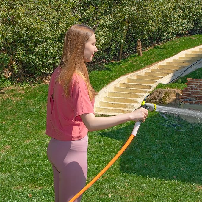 Fevone Garden Hose 25 ft., Lightweight Hybrid Water Hose, Flexible and Durable, Leak-Free Connections