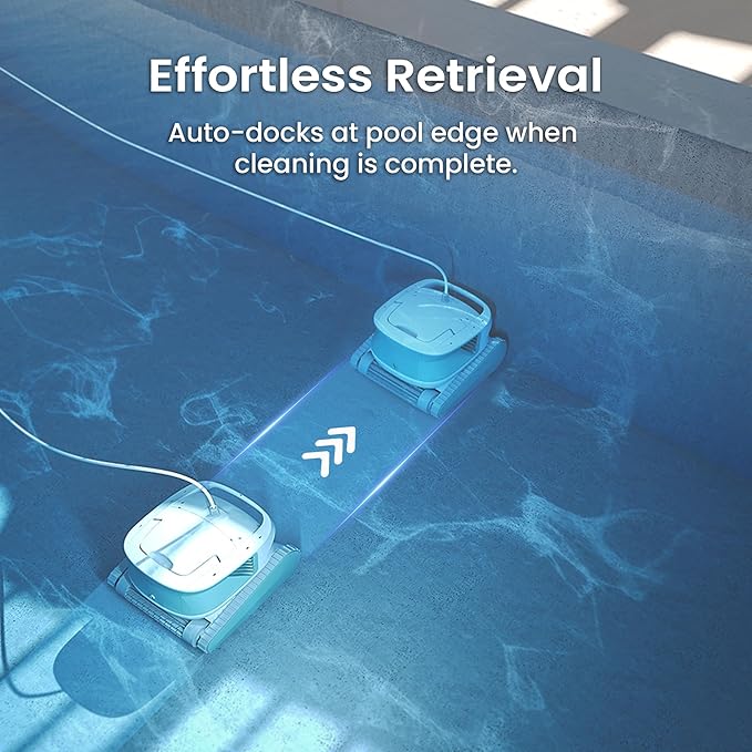 Automatic Robotic Pool Vacuum Cleaner, Wall Climbing/Waterline Scrubbing, Top Load Large Filter, Ideal for Above/In-Ground Pools up to 40 FT Length, Smart Navigation, Ultra Cleaning Modes, Dual Inlet