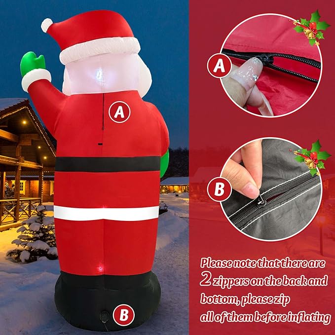 Danxilu 12 FT Giant Santa Claus Inflatable Christmas Decorations Outdoor Built-in LED Lights, Large Inflatable Santa Blow up Yard Decorations Waterproof Christmas Decor for Outside Lawn Xmas Holiday