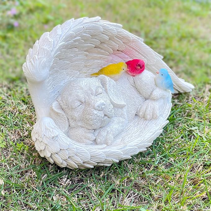 COWOS Dog Memorial Sculpture, Dog with Angel Wings Garden Statue, Pet Tribute for Indoor Decoration or Outdoor Backyard Garden, Home Decor for Pet Owners