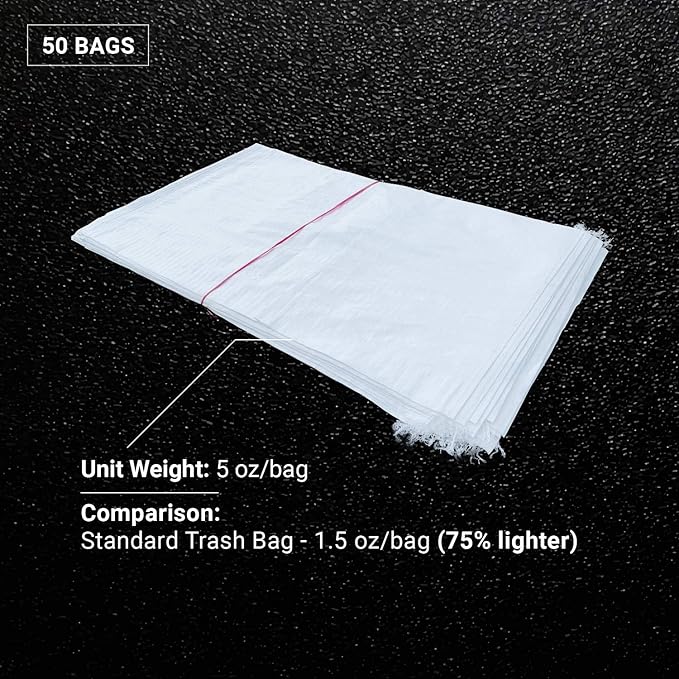 Sandbaggy Large Sandbags - Size: 31" x 45" - Thick Heavy Duty Contractor Bags, Heavy Duty Garbage Bags, Dumpster Bag, Construction Trash Bags, Contractor Bags 6 mil (50)