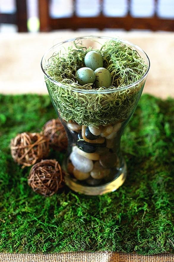 Byher Dried Moss Table Runner for Party Garden Decoration, Dark Green 30cm X 180cm ( 12" x 71" )