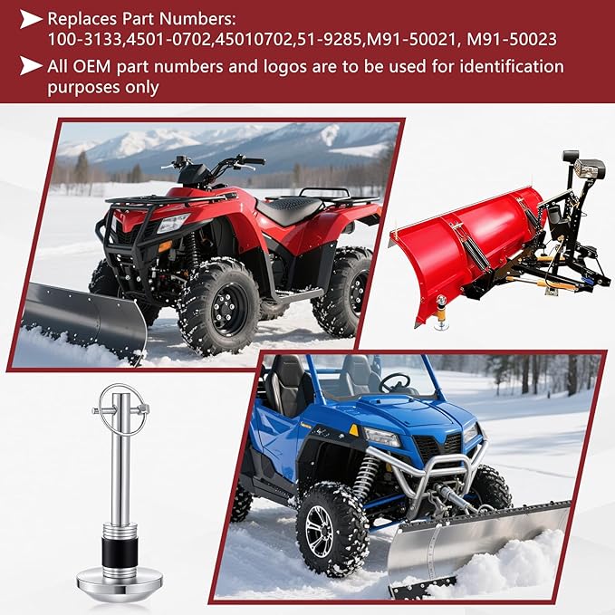 Lasnten 4 Pcs Snow Plow Skid Shoes Heavy Duty Replacement Kit Compatible with M91-50021 M91-50023 ATV UTV 4501-0702 4501-0577(5/8" Shaft Size)Shaft with Lynch Pins Washers and Rubber Bumpers