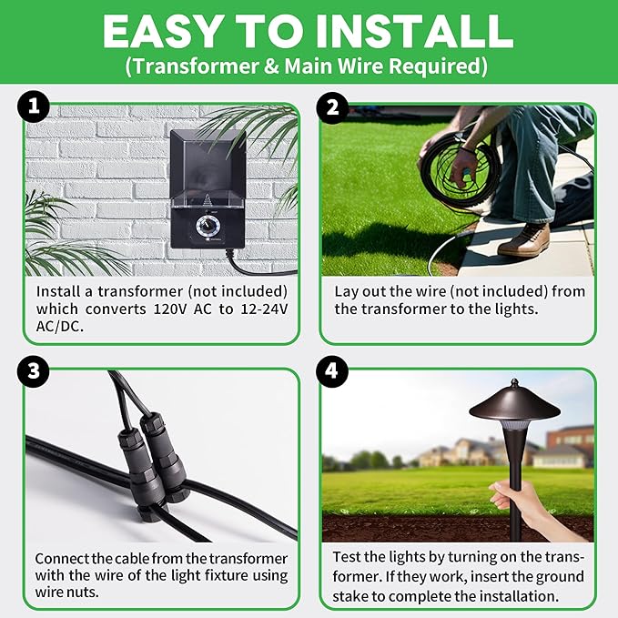 Low Voltage Landscape Sidewalk Lighting - 5 Color Temperature Led Pathway Lights Wired, 12v Walkway Light IP65 Waterproof, Oil Rubbed Bronze Aluminum 5W 200LM for Backyard Garden (4 Pack)
