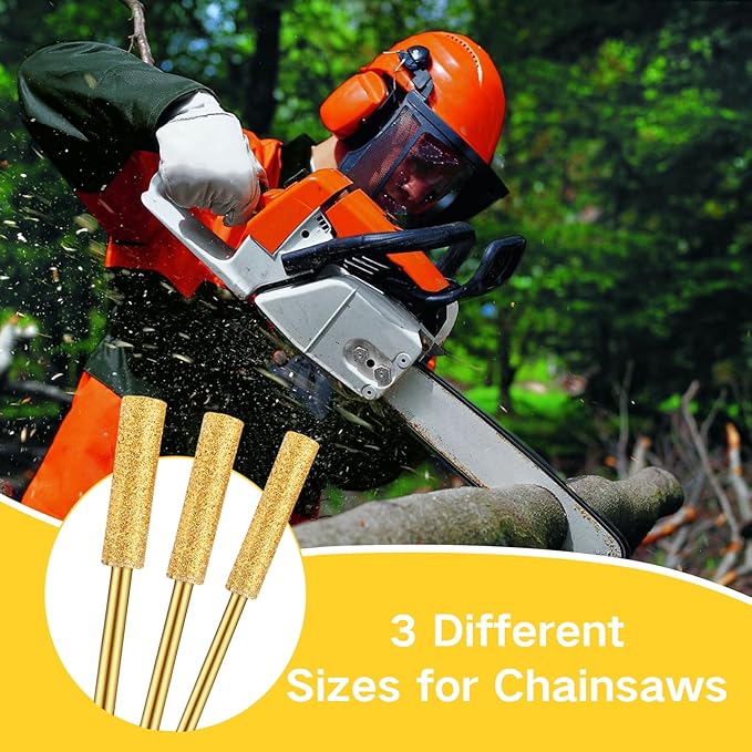 90pcs Diamond Chainsaw Sharpener Bits High Hardness Plated Burr Grinding Stone with 3 Different Sizes 5/32, 3/16, 7/32 Inches for Chain Saws Jewelry Metal Wood Polishing