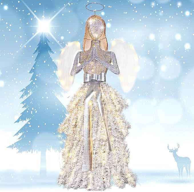 56" Angel with Wings Christmas Decoration for Indoor Outdoor，Christmas Angel Lighted up Decoration The Virgin Mary Law Yard Holiday Lights Display