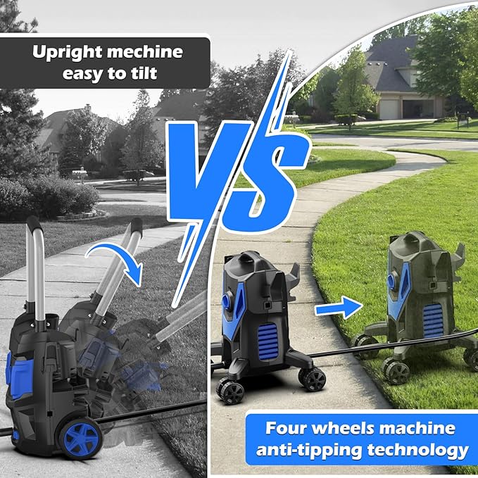 Pressure Washer -4800PSI with Anti-Tipping, 35FT Power Cord,Power Washer for Cars Fences Driveways Patios Home