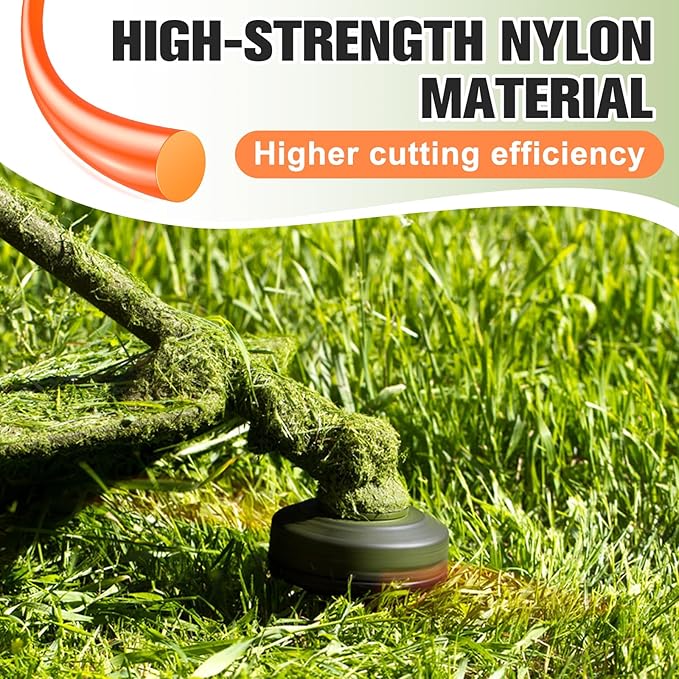 String Trimmer Line .095", 150 Feet Weed Eater String, Round Trimmer Line for Universal Replacement, Orange Premium Nylon String Trimmer Line for Medium& Heavy Grass&Weeds (2.4mm, 45m)