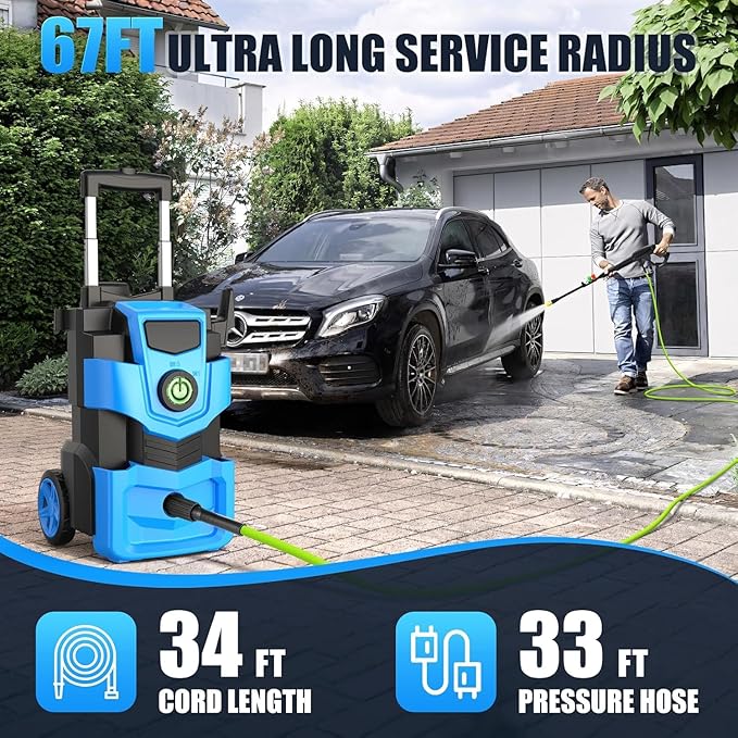 Professional Pressure Cleaner 5000 PSI,4.0 GPM Heavy Duty Power Cleaner with 4 Nozzles,Foam Cannon,33FT Hose and 500ml Soap Bottle for Home/Cars,Blue