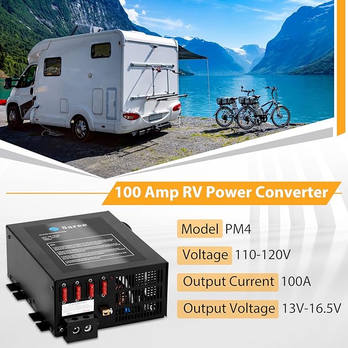 100A RV Power Converter 110VAC to 12VDC RV Converter 100Amp RV Power Converters Built-in 4 Stage Smart Battery Charger for Lithium Batteries RV Converters Fully Adjustable Output from 13V to 16.5V