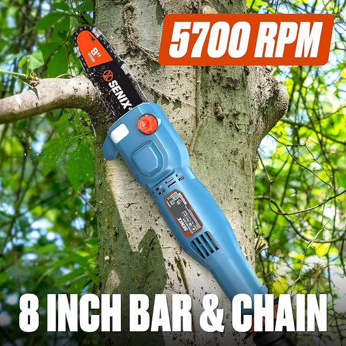 SENIX 8A Corded Electric Pole Saw | 8-Inch Cutting Bar & 14.8ft Max Reach Telescoping Pole, Lightweight Branch Cutter for Effortless Tree Trimming and Pruning