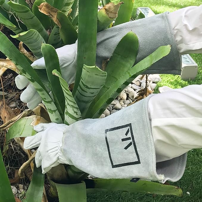 Rose Pruning Gloves Gauntlet Garden Gloves Leather Long Gardening Gloves for Women Rose Gloves Cut Proof Work Gloves White Garden Gloves for Rose Gardening Gloves Rose Bushes Ready to Plant Cowhide L