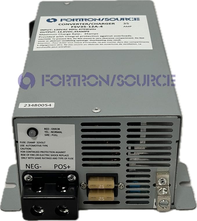 RV Power Converter | 35 Amp | 4-Stage Battery Charger | Fortron/Source SRV Series Power Supply | AC-DC Converts 120VAC to 13.75VDC | FSV35-12A-4