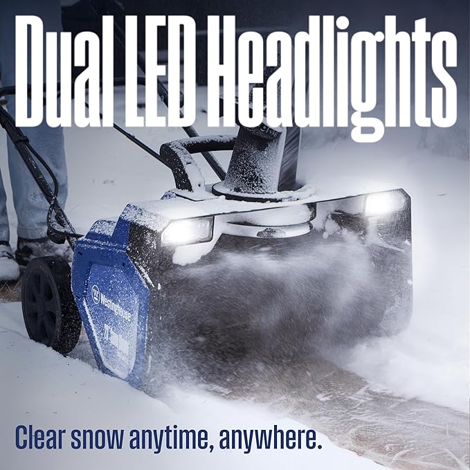 Westinghouse WSnow23 Corded Snow Blower 23 Inch, Dual LED Lights, 1800W Watt Motor, Electric Snow Blower with 25ft Throwing Distance, Plows 800lbs/min, Adjustable Chute