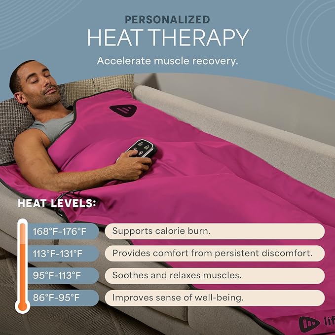 LifePro RejuvaWrap Far Infrared Sauna Blanket for Detox & Relaxation – Available in 5 Colors & 3 Models – Portable Sauna Blanket Infrared for Muscle Relief, Circulation & Recovery – 9 Heat Levels