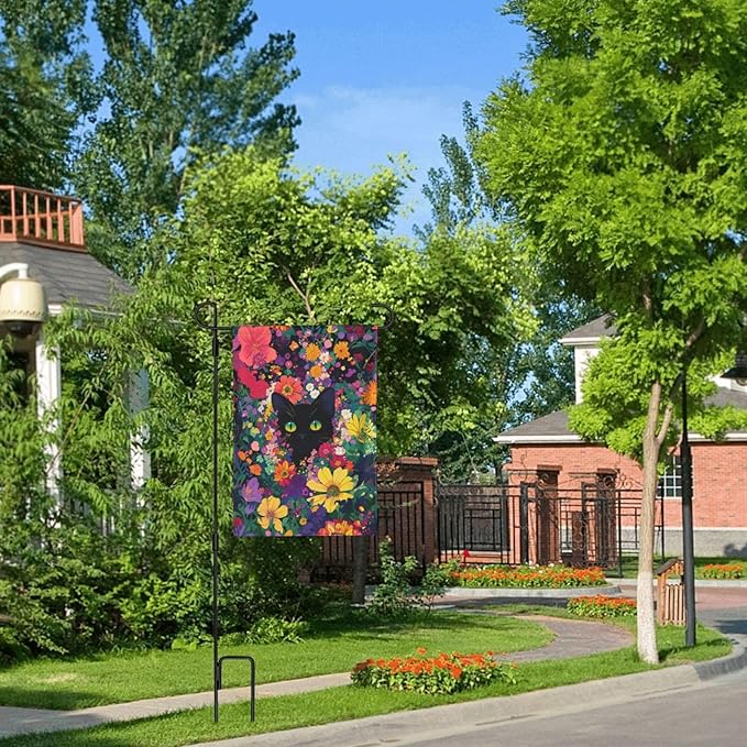 Cat Garden Flag Vertical Double Sided Outdoor Yard Flags 12.5x18 Inch Burlap Banners for House Lawn
