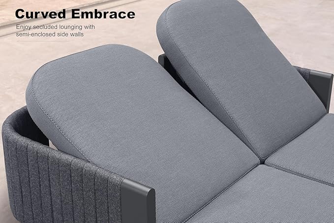 PURPLE LEAF Patio Furniture Set with 2 Person Lounge Chair 8 Pieces Outdoor Conversation Sets PP Rope Patio Sofa Table Manual Weaving Deep Seating Furniture for Porch Lawn Backyard Gray